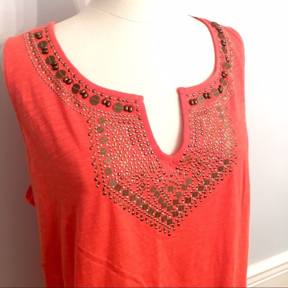Lane Bryant | Beaded Tank |  Bright Orange | 22/24